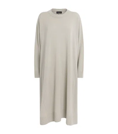 Eskandar Cashmere A-line Sweater Dress In Gray
