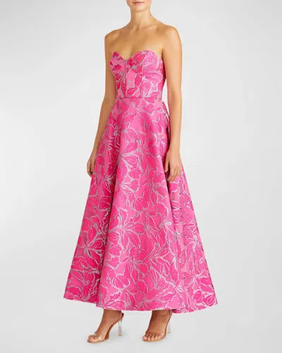 ml Monique Lhuillier Women's Amelia Strapless Midi Dress In Azalea Pink In Red