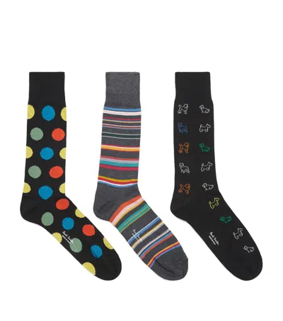 Paul Smith Cotton-blend Jacquard Socks In Black