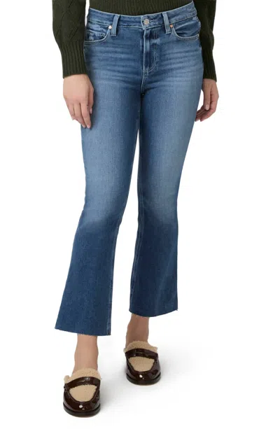 Paige Colette Raw Hem Crop Flare Jean In Magnolias In Blue