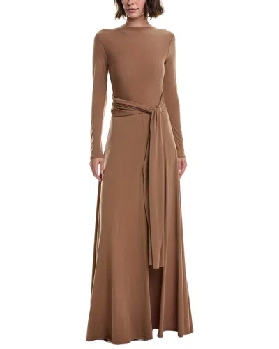 Issue New York Jersey Tie Gown In Brown