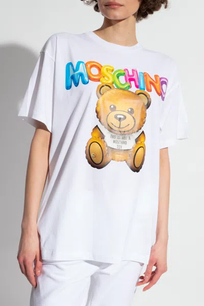 Moschino Teddy Printed Cotton T-shirt In White