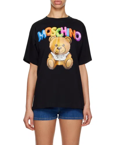 Moschino Teddy Bear Printed T-shirt In Black