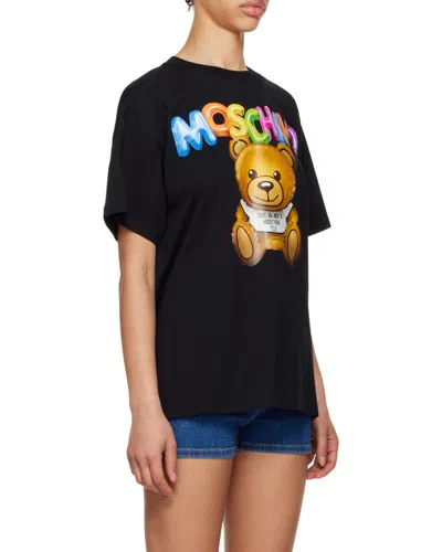 Moschino Teddy Bear Printed T-shirt In Black