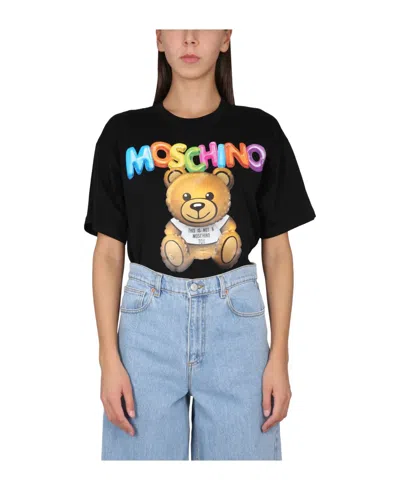 Moschino Teddy Bear Printed T-shirt In Black