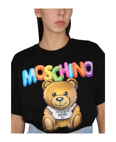 Moschino Teddy Bear Printed T-shirt In Black