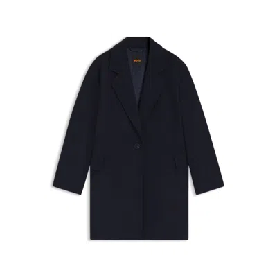 Hugo Boss Twill Coat In A Blazer Style In Blue