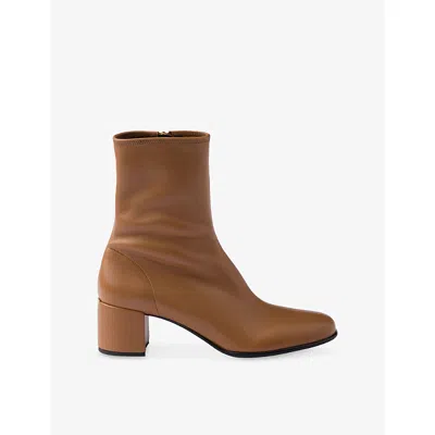 Prada Womens Brown Stretch Nappa Leather Ankle Boots Eur 40 / 7 Uk In Brown