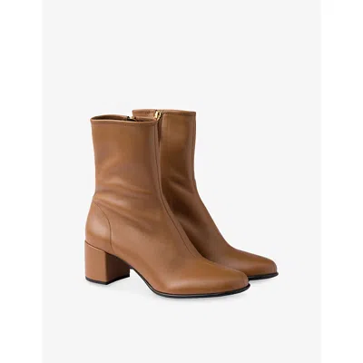 Prada Womens Brown Stretch Nappa Leather Ankle Boots Eur 40 / 7 Uk In Brown