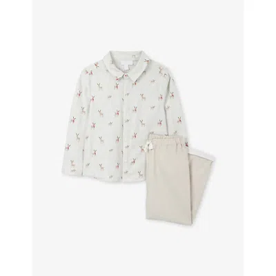 The Little White Company Reindeer Two-piece Cotton Set 18 Months-6 Year In Multi