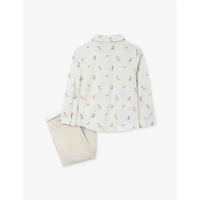 The Little White Company Reindeer Two-piece Cotton Set 18 Months-6 Year In Multi