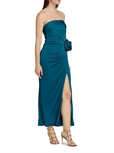 ml Monique Lhuillier Women's Corinne Strapless Midi Dress In Peacock In Blue