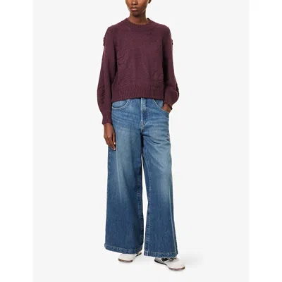 The Couture Club Womens  Script Embroidered Knitted Jumper In Purple