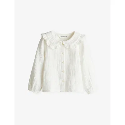 H&m Adorables Collared Long-sleeve Cotton Blouse 2-10 In White
