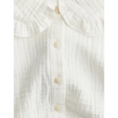 H&m Adorables Collared Long-sleeve Cotton Blouse 2-10 In White