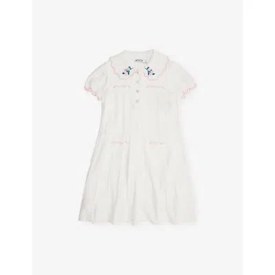 Self-portrait Heart Short-sleeves Knitted Dress 3-12 In White