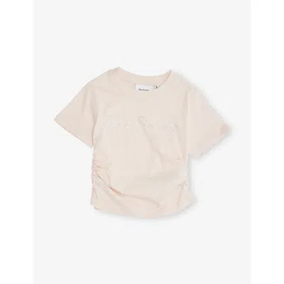 Juicy Couture Diamante Logo Short-sleeve Cotton T-shirt 7-16 In Neutral