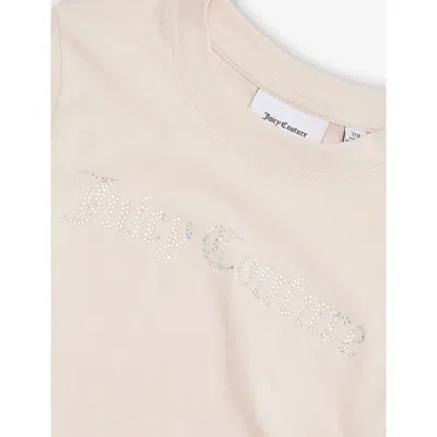 Juicy Couture Diamante Logo Short-sleeve Cotton T-shirt 7-16 In Neutral