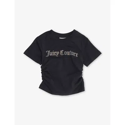 Juicy Couture Diamante-logo Short-sleeve Cotton T-shirt 7-16 In Black