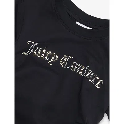 Juicy Couture Diamante-logo Short-sleeve Cotton T-shirt 7-16 In Black