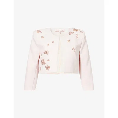 Sabina Bilenko Womens  Esther Embellished Woven Bolero Jacket In White