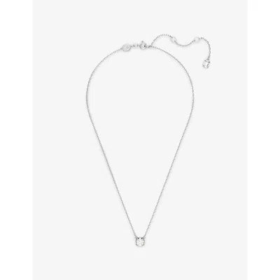 Swarovski Womens  Stilla Rhodium-plated And Crystal Pendant Necklace In White