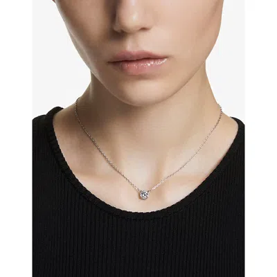 Swarovski Womens  Stilla Rhodium-plated And Crystal Pendant Necklace In White