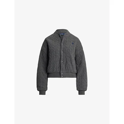 Polo Ralph Lauren Womens  Relaxed-fit Cable-knitted Wool And Cashmere Jacket In Gray
