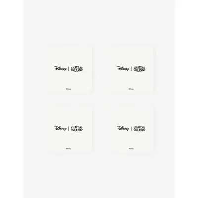 Chateau Orlando X Selfridges X Disney Poster Print Set Of Four Birch Veneer Coasters In Multi