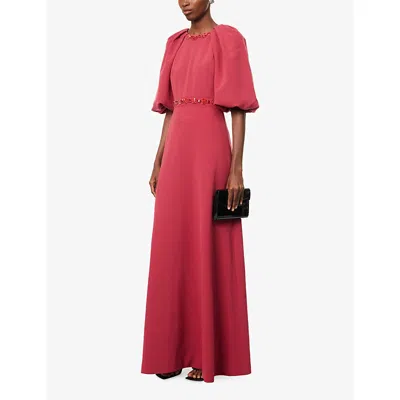 Huishan Zhang Womens  Agata Puffed-sleeves Woven Gown In Pink