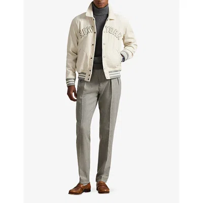 Polo Ralph Lauren Mens  New York Relaxed-fit Cotton Bomber Jacket In Neutral