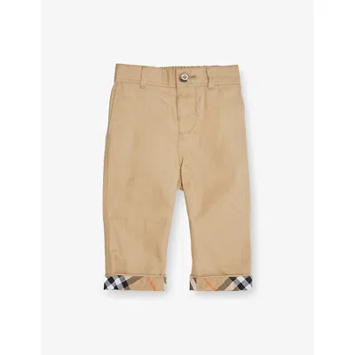 Burberry Sheldon Turn-up Cotton Trousers 6 Months-3 In Neutral