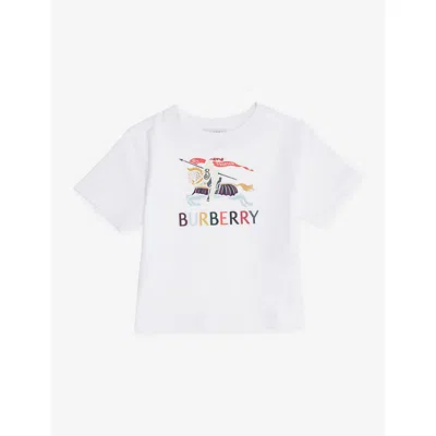 Burberry Printed Crewneck Cotton-jersey 6 Months-3 In White