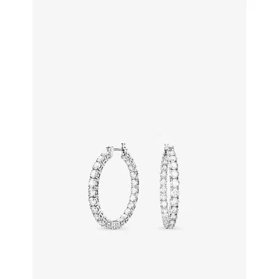 Swarovski Womens  Matrix Rhodium-plated And Zirconia Hoop Earrings In White