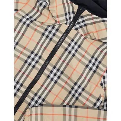 Burberry Reece Reversible Check Hooded Woven Jacket 4-1 In Neutral