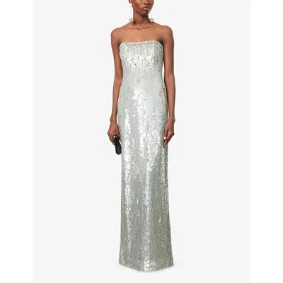 Sabina Bilenko Womens  Imani Sequin-embellished Woven Gown In Silver