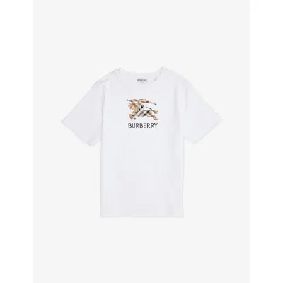 Burberry Cedar Knight-patch Cotton-jersey T-shirt 6 Months-3 Year In White