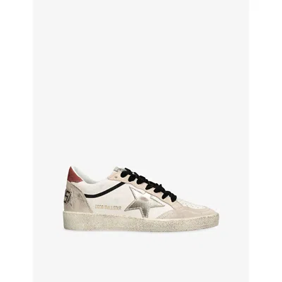 Golden Goose Ball Star Leather Upper Suede Toe And Spur Laminated Star Waxed Suede Heel Sneakers White