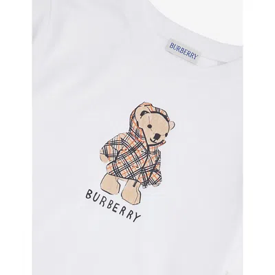 Burberry Cedar Teddy-print Cotton T-shirt 4-14 In White
