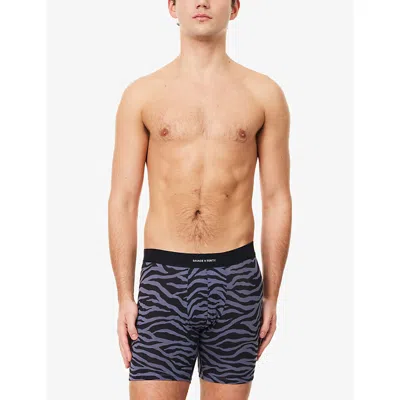 Savage X Fenty Mens  Logo-waistband Cotton-jersey Boxer Briefs In Blue