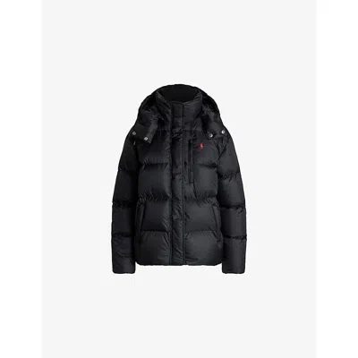 Polo Ralph Lauren Womens  Logo-embroidered Padded Shell-down Jacket In Black