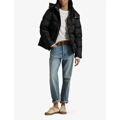 Polo Ralph Lauren Womens  Logo-embroidered Padded Shell-down Jacket In Black