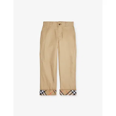 Burberry Franklin Check Turn-up Cotton Trousers 4-14 In Nude