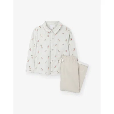 The Little White Company Reindeer Two-piece Cotton Set 0 In Multi