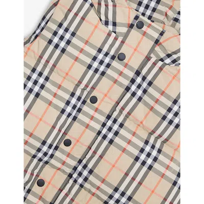 Burberry Franklin Checked Hooded Shell-down Gilet 4-14 In Neutral