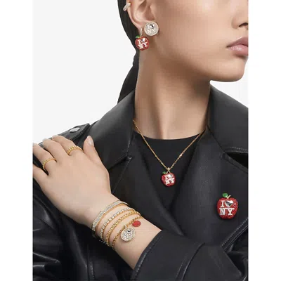 Swarovski Crystal Round Cut Matrix Tennis Bracelet In Gold