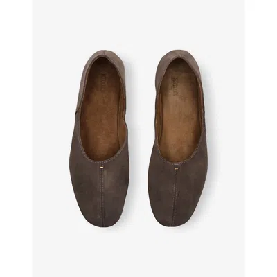 Khaite Brown Calf Leather Bos Taurus Ballet Flats In Brown