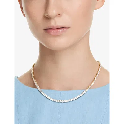 Swarovski Womens  Matrix Tennis 18ct Yellow-gold Plated And Crystal Necklace