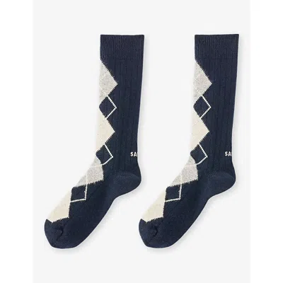 Sandro Embellished Argyle Socks In Blue