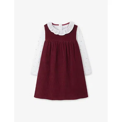 The Little White Company Rduroy Pinafore & Winter Floral Top Set 0 Months-4 Year In Red